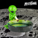 Cendrier Alien Smoke résine design galactique vert rose - Mystikanna accessoire CBD